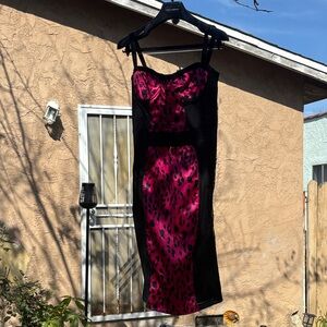 Dolce & Gabbana EXTREMELY RARE Pink Leopard Satin & Lace Dress